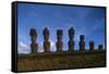 Chile, Easter Island, Rapa-Nui National Park, Anakena Bay, Ahu Nau Nau, Moai Statues-null-Framed Stretched Canvas