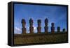 Chile, Easter Island, Rapa-Nui National Park, Anakena Bay, Ahu Nau Nau, Moai Statues-null-Framed Stretched Canvas