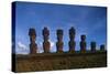 Chile, Easter Island, Rapa-Nui National Park, Anakena Bay, Ahu Nau Nau, Moai Statues-null-Stretched Canvas