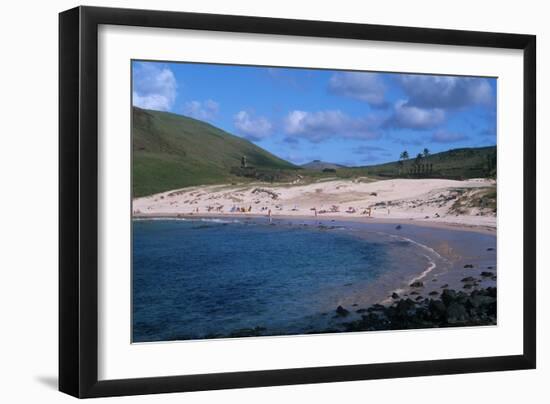 Chile, Easter Island, Rapa-Nui National Park, Anakena Bay, Tropical Beach-null-Framed Giclee Print