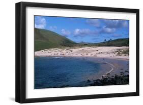 Chile, Easter Island, Rapa-Nui National Park, Anakena Bay, Tropical Beach-null-Framed Giclee Print