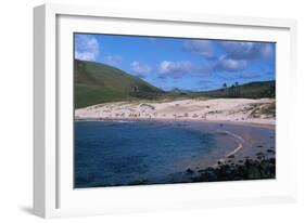 Chile, Easter Island, Rapa-Nui National Park, Anakena Bay, Tropical Beach-null-Framed Giclee Print
