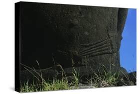 Chile, Easter Island, Rapa-Nui National Park, Anakena Beach, Ahu Nau Nau, Detail of Moai Statue-null-Stretched Canvas