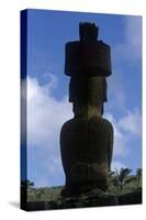 Chile, Easter Island, Rapa-Nui National Park, Anakena Beach, Ahu Nau Nau, Moai Statue, Rear View-null-Stretched Canvas