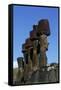 Chile, Easter Island, Rapa-Nui National Park, Anakena Beach, Ahu Nau Nau, Moai Statue-null-Framed Stretched Canvas