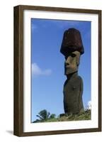 Chile, Easter Island, Rapa-Nui National Park, Anakena Beach, Ahu Nau Nau, Moai Statue-null-Framed Giclee Print