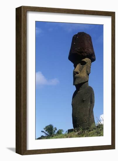 Chile, Easter Island, Rapa-Nui National Park, Anakena Beach, Ahu Nau Nau, Moai Statue-null-Framed Giclee Print