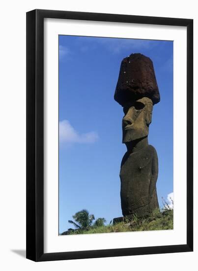 Chile, Easter Island, Rapa-Nui National Park, Anakena Beach, Ahu Nau Nau, Moai Statue-null-Framed Giclee Print