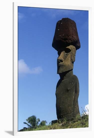 Chile, Easter Island, Rapa-Nui National Park, Anakena Beach, Ahu Nau Nau, Moai Statue-null-Framed Giclee Print