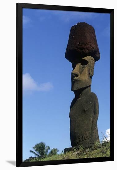 Chile, Easter Island, Rapa-Nui National Park, Anakena Beach, Ahu Nau Nau, Moai Statue-null-Framed Giclee Print