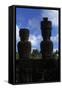 Chile, Easter Island, Rapa-Nui National Park, Anakena Beach, Ahu Nau Nau, Moai Statues, Rear View-null-Framed Stretched Canvas