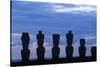 Chile, Easter Island, Rapa-Nui National Park, Anakena Beach, Ahu Nau Nau, Moai Statues-null-Stretched Canvas