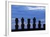 Chile, Easter Island, Rapa-Nui National Park, Anakena Beach, Ahu Nau Nau, Moai Statues-null-Framed Giclee Print