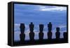 Chile, Easter Island, Rapa-Nui National Park, Anakena Beach, Ahu Nau Nau, Moai Statues-null-Framed Stretched Canvas