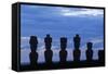 Chile, Easter Island, Rapa-Nui National Park, Anakena Beach, Ahu Nau Nau, Moai Statues-null-Framed Stretched Canvas