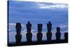 Chile, Easter Island, Rapa-Nui National Park, Anakena Beach, Ahu Nau Nau, Moai Statues-null-Stretched Canvas