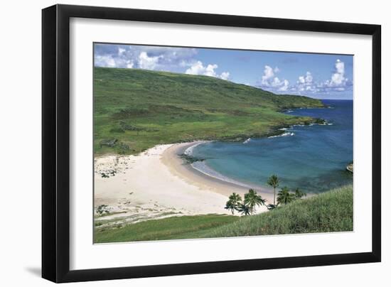 Chile, Easter Island, Rapa-Nui National Park, Beach at Anakena Bay-null-Framed Giclee Print