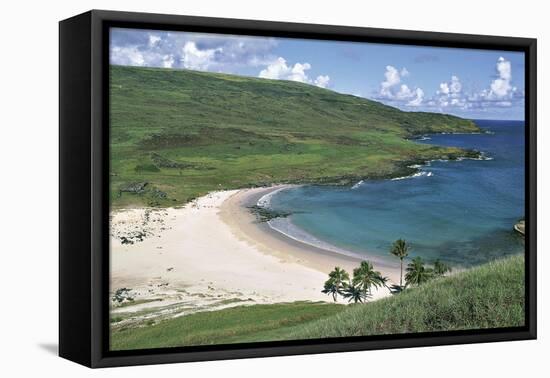 Chile, Easter Island, Rapa-Nui National Park, Beach at Anakena Bay-null-Framed Stretched Canvas