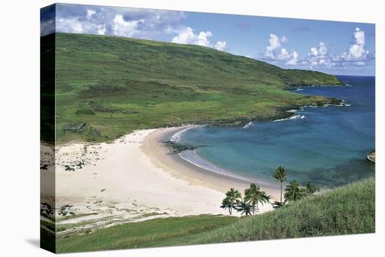Chile, Easter Island, Rapa-Nui National Park, Beach at Anakena Bay-null-Stretched Canvas