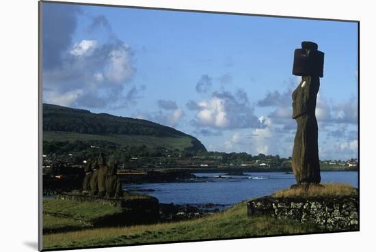 Chile, Easter Island, Rapa-Nui National Park, Ko Te Riku Megalith on Tahai Ahu Stone Platform-null-Mounted Giclee Print