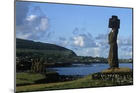 Chile, Easter Island, Rapa-Nui National Park, Ko Te Riku Megalith on Tahai Ahu Stone Platform-null-Mounted Giclee Print