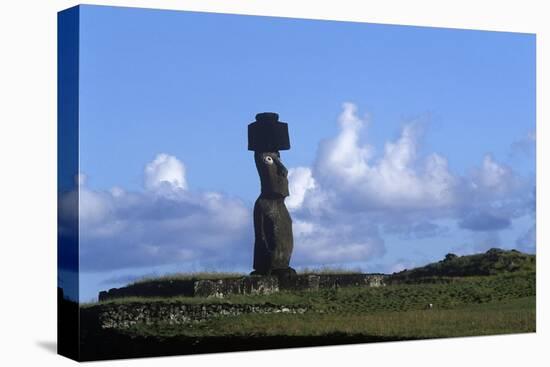 Chile, Easter Island, Rapa-Nui National Park, Ko Te Riku Megalith on Tahai Ahu Stone Platform-null-Stretched Canvas