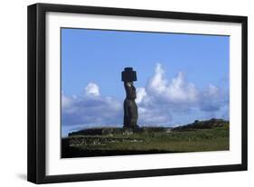 Chile, Easter Island, Rapa-Nui National Park, Ko Te Riku Megalith on Tahai Ahu Stone Platform-null-Framed Giclee Print