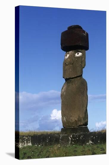Chile, Easter Island, Rapa-Nui National Park, Ko Te Riku Megalith on Tahai Ahu Stone Platform-null-Stretched Canvas