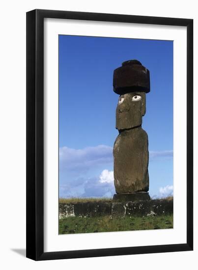 Chile, Easter Island, Rapa-Nui National Park, Ko Te Riku Megalith on Tahai Ahu Stone Platform-null-Framed Giclee Print