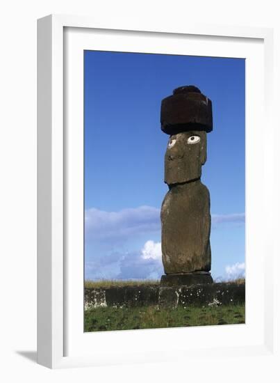 Chile, Easter Island, Rapa-Nui National Park, Ko Te Riku Megalith on Tahai Ahu Stone Platform-null-Framed Giclee Print