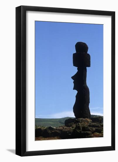 Chile, Easter Island, Rapa-Nui National Park, Ko Te Riku Megalith on Tahai Ahu Stone Platform-null-Framed Giclee Print