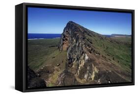 Chile, Easter Island, Rapa-Nui, National Park, Landscape with Rano Raraku Crater-null-Framed Stretched Canvas