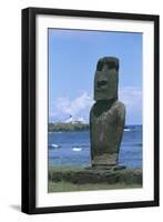 Chile, Easter Island, Rapa-Nui National Park, Moai Megalithic Statue at Coast-null-Framed Giclee Print