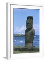 Chile, Easter Island, Rapa-Nui National Park, Moai Megalithic Statue at Coast-null-Framed Giclee Print