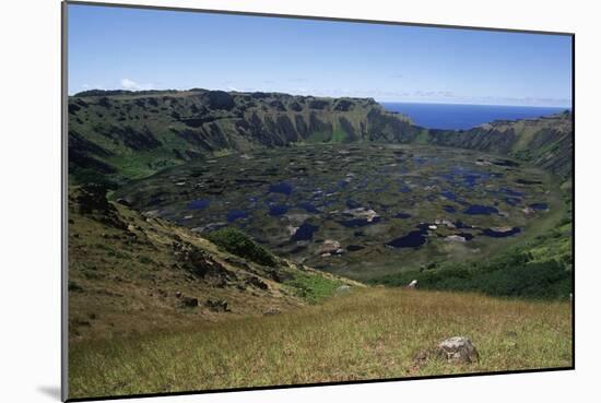 Chile, Easter Island, Rapa-Nui National Park, Rano Kao Crater Lake-null-Mounted Giclee Print