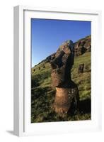 Chile, Easter Island, Rapa-Nui National Park, Rano Raraku, Anthropomorphic 'Moai' Monoliths-null-Framed Giclee Print