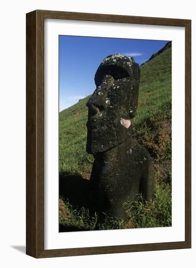 Chile, Easter Island, Rapa-Nui National Park, Rano Raraku, Anthropomorphic 'Moai' Monoliths-null-Framed Giclee Print