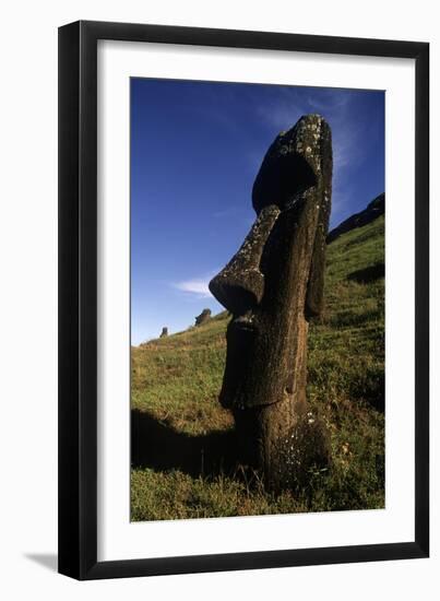 Chile, Easter Island, Rapa-Nui National Park, Rano Raraku, Anthropomorphic 'Moai' Monoliths-null-Framed Giclee Print