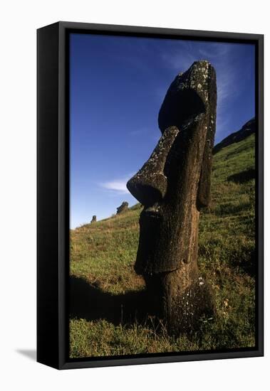 Chile, Easter Island, Rapa-Nui National Park, Rano Raraku, Anthropomorphic 'Moai' Monoliths-null-Framed Stretched Canvas