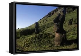 Chile, Easter Island, Rapa-Nui National Park, Rano Raraku, Anthropomorphic 'Moai' Monoliths-null-Framed Stretched Canvas