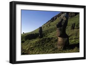 Chile, Easter Island, Rapa-Nui National Park, Rano Raraku, Anthropomorphic 'Moai' Monoliths-null-Framed Giclee Print