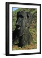 Chile, Easter Island, Rapa-Nui National Park, Rano Raraku, Anthropomorphic 'Moai' Monoliths-null-Framed Giclee Print