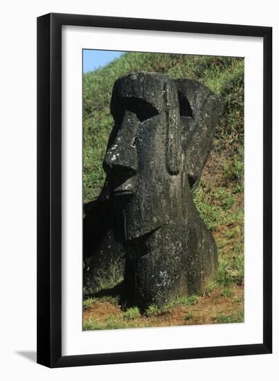 Chile, Easter Island, Rapa-Nui National Park, Rano Raraku, Anthropomorphic 'Moai' Monoliths-null-Framed Giclee Print