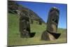 Chile, Easter Island, Rapa-Nui National Park, Rano Raraku, Anthropomorphic 'Moai' Monoliths-null-Mounted Giclee Print