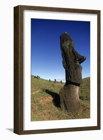 Chile, Easter Island, Rapa-Nui National Park, Rano Raraku, Anthropomorphic 'Moai' Monoliths-null-Framed Giclee Print