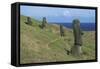 Chile, Easter Island, Rapa-Nui National Park, Rano Raraku Crater, Moai Statues-null-Framed Stretched Canvas