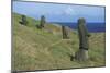 Chile, Easter Island, Rapa-Nui National Park, Rano Raraku Crater, Moai Statues-null-Mounted Giclee Print