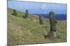 Chile, Easter Island, Rapa-Nui National Park, Rano Raraku Crater, Moai Statues-null-Mounted Giclee Print