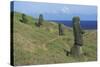 Chile, Easter Island, Rapa-Nui National Park, Rano Raraku Crater, Moai Statues-null-Stretched Canvas