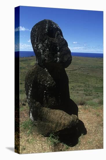 Chile, Easter Island, Rapa-Nui National Park, Rano Raraku, Tukuturi-null-Stretched Canvas